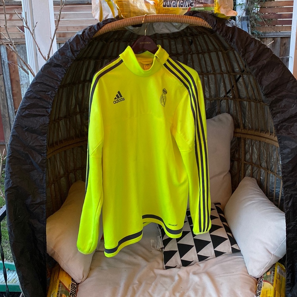 2016 Real Madrid Adidas Solar Yellow long sleeve training kit.